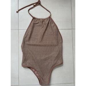 Sam Edelman Swim Halter One Piece Swimsuit Venice Rose Gold Swimwear
